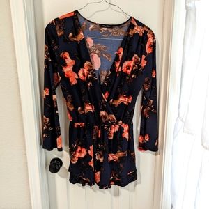 3/$10 Honey Punch Navy Floral Romper